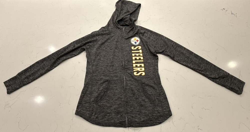 NFL Team Apparel Pittsburgh Steelers Zip-Up Hoodie Size Womans L Grey